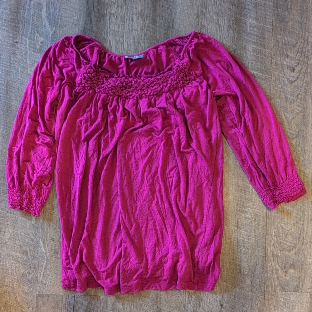 Chic Magenta Nursing Blouse with Ruched Detailing